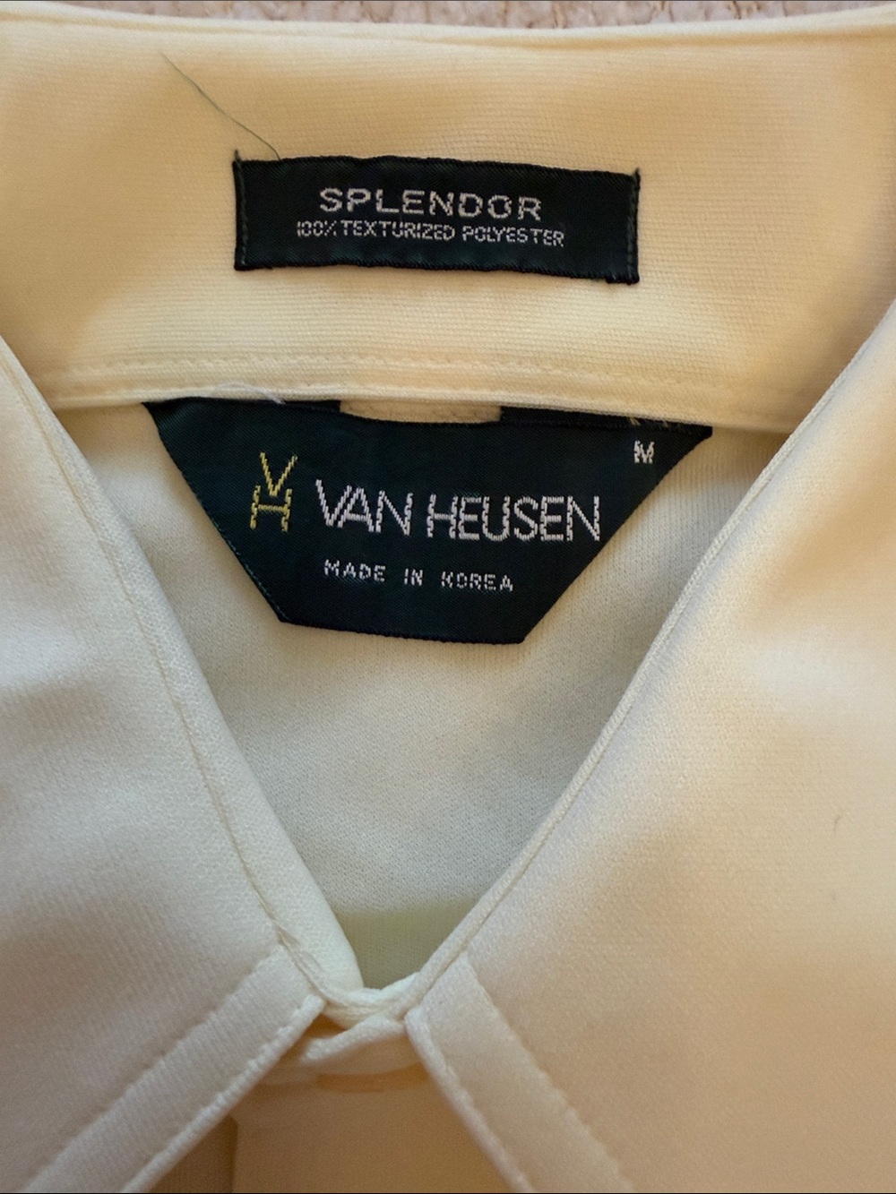 Vintage 1970s Van Heusen Butter Yellow Long-Sleeve Solendor Knit Shirt - Medium - Picture 2 of 13